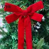 Hanging Bows for Curtains Velvet Ribbon Bow Xmas Pendant, Christmas Tree Flannel Ornament, Durable Decorative Retro Style Pendant Holiday Wedding