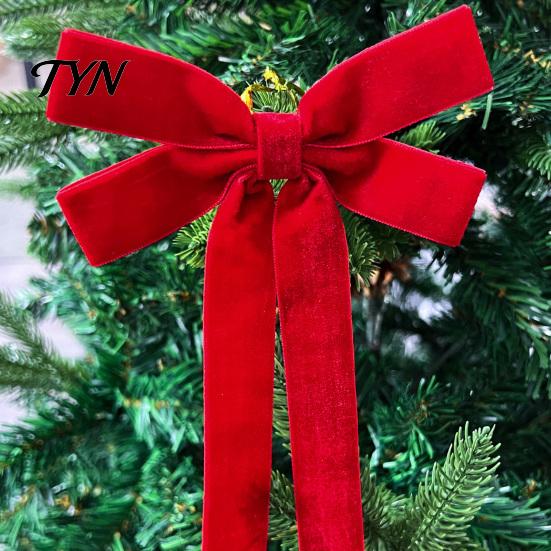 Hanging Bows for Curtains Velvet Ribbon Bow Xmas Pendant, Christmas Tree Flannel Ornament, Durable Decorative Retro Style Pendant Holiday Wedding