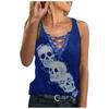 Women's Casual Fashion Sexy  Print Lace-up V-neck Sleeveless Tops