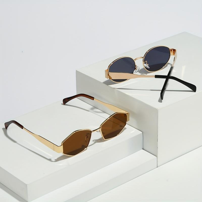 2pcs of glasses suitable for both men and women with retro metal frames are perfect for parties and ideal as gifts.