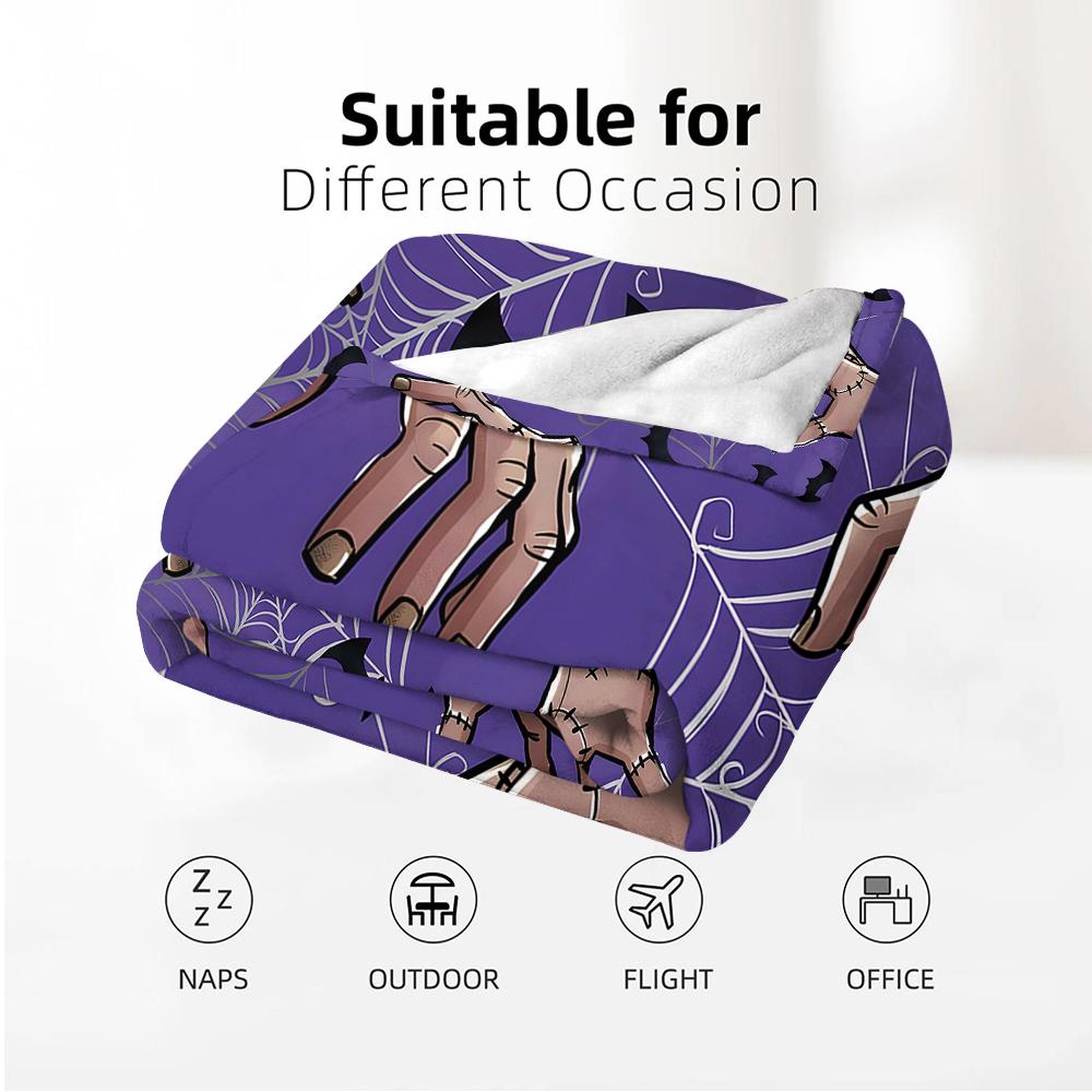 Frankenstein Hand Web Cartoon Anime Print Flannel Blanket Soft Warm Throw for Kids Bedroom Sofa Christmas Office Car