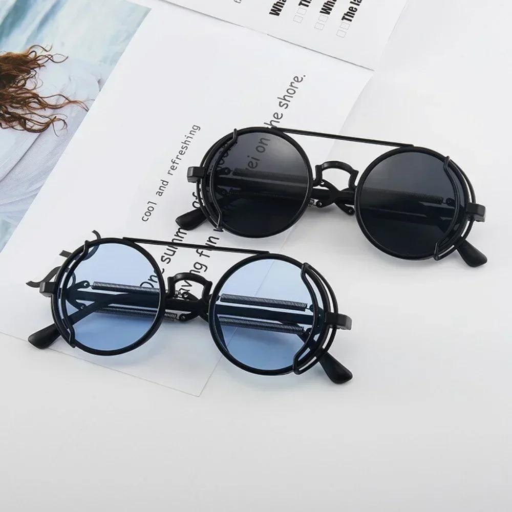 Steampunk Sunglasses Brand High Quality Men and Women Retro Round Pc Frame Sunglasses