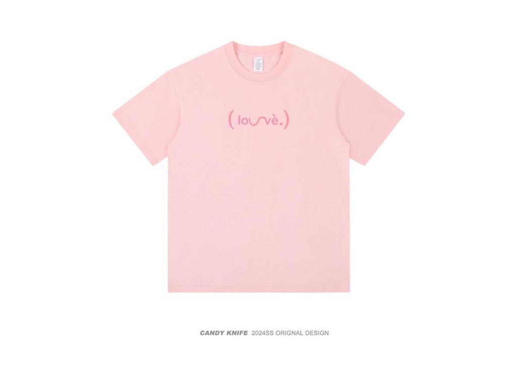 Unisex 2024 Summer All-Cotton Loose Fit Dopamine Print Short-Sleeve T-Shirt