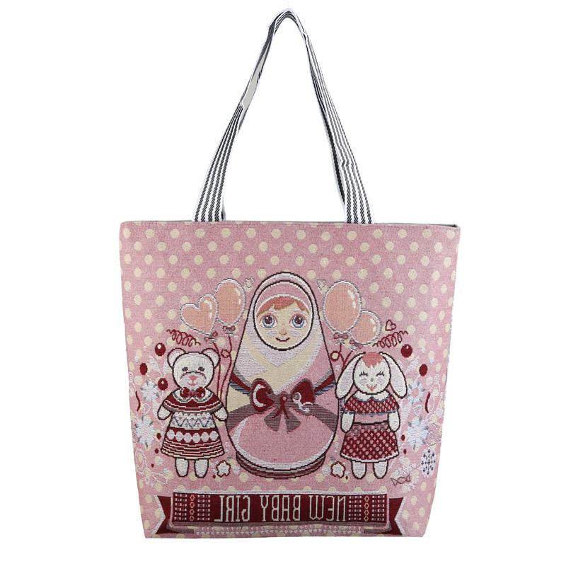 Reise-Damen-Umhängetaschen, große Kapazität, Canvas-Tragetaschen, lässige Vintage-Handtaschen für Matroschka-Puppen