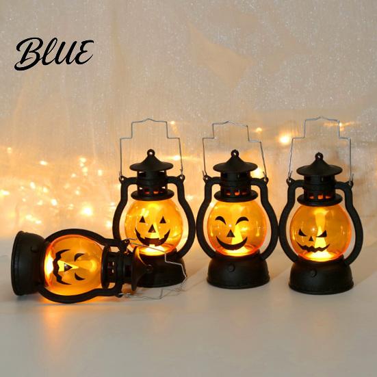 Halloween Retro Horse Lantern Pumpkin with LED Light Portable Funny Hanging Light Faces Safe Flame-Free Decoration for Indoor Outdoor Party Use Cute