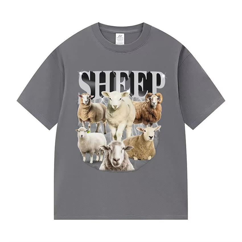 Wash Tee Sheep Funny Cute Sheeps Graphic Tshirt Unisexs Women Summer ONeck Short Sleeve T Shirts Retro Oversized 100 Cotton Tees