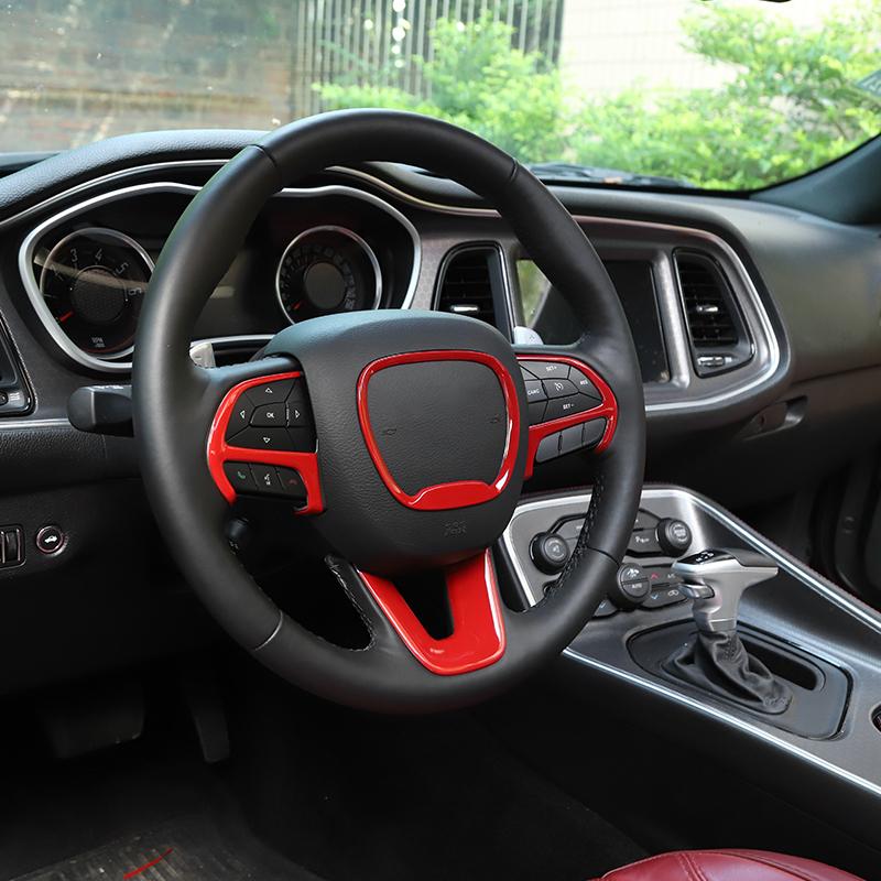 Decoration Steering Abs Cover Wheel Ornament Sticker Fit For Dodge Challengerdodge Charger Dodge Durango 2015 Up Car Interior Accessories