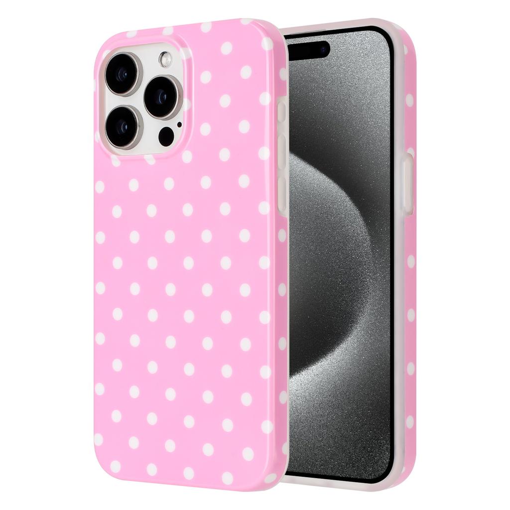 Coque pour iPhone 16 Pro Design à Pois IMD TPU Cover Arrière de Téléphone