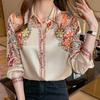 Herbst Langarmshirts Lässige Oberteile Frühling Mode Damen Blumenprint Blusenoberteile Damenhemden Kleidung Blusa Elegant 18440