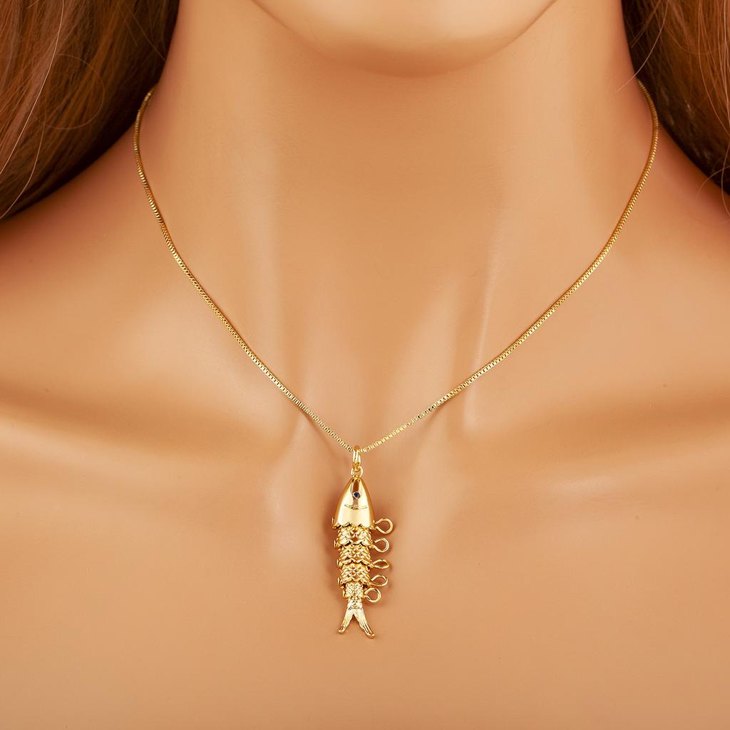 AIBEF Lebensechter Goldfisch Halskette 3 Designs S/M/L Dunkelblauer Kristall Kupfer Schmuck Zubehör Party Für Damen Herren Geschenk