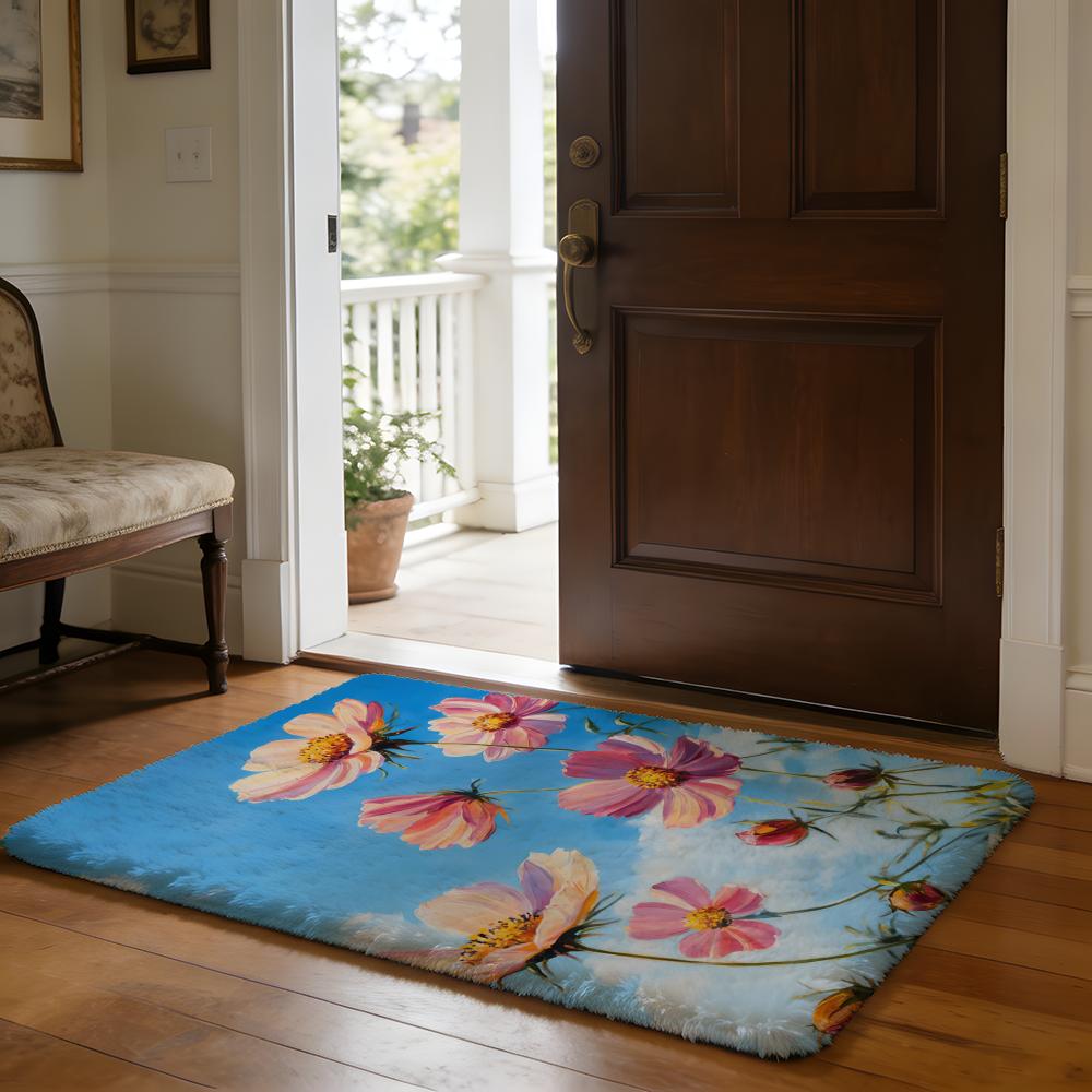 Bunte Blumen Fußmatte Weiche Flanell-Absorbierende Matte Rutschfester Teppich Zuhause Schlafzimmer Badezimmer