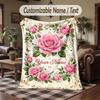 Roses Shadows Theme Throw Blanket Custom Name Text Personalized Blanket Soft Cozy Blanket for Home Sofa Bed