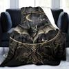 Bat and Moon Print Blanket, Gothic Fantasy Flannel Throw, Soft All Season Companion, Mysterious Night Theme Home Accent
