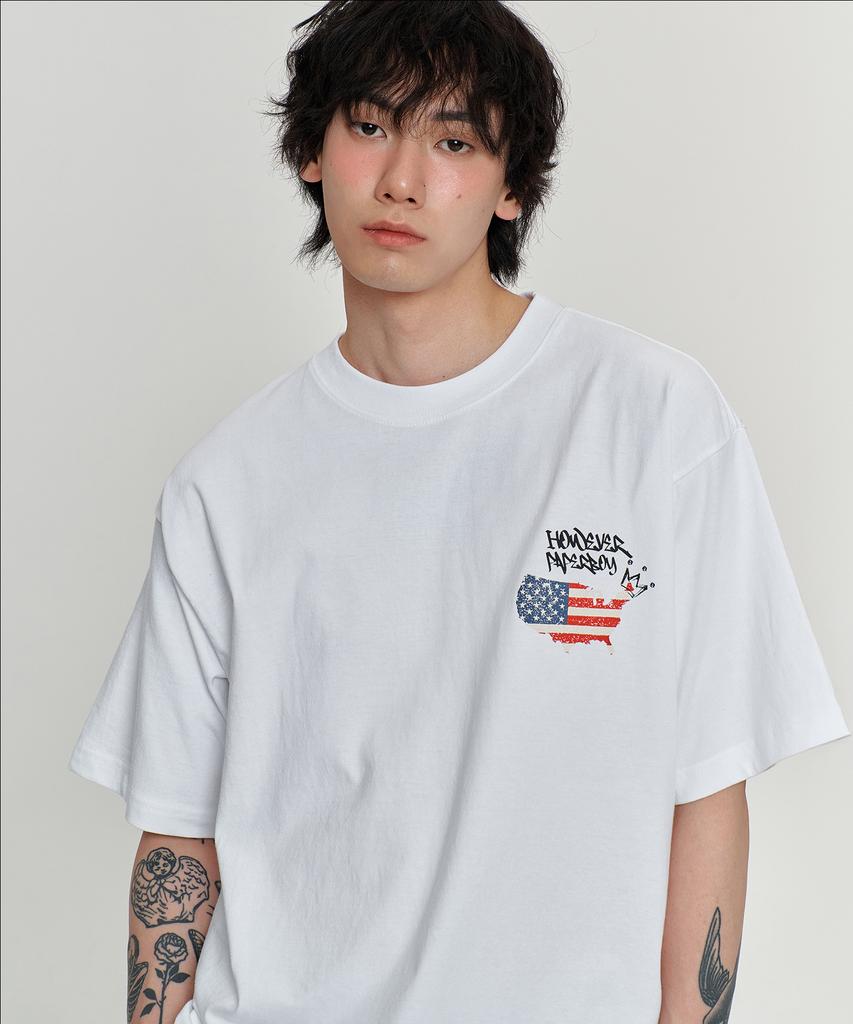 PAPERBOY Usa Vintage Short Sleeve T-Shirt - Black