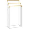 Suporte de Toalha Conjunto de Suportes de Toalha 3 Barras de Toalha, Design Industrial, Bambu, 45 x 22,5 x 86 cm, Branco + Natural