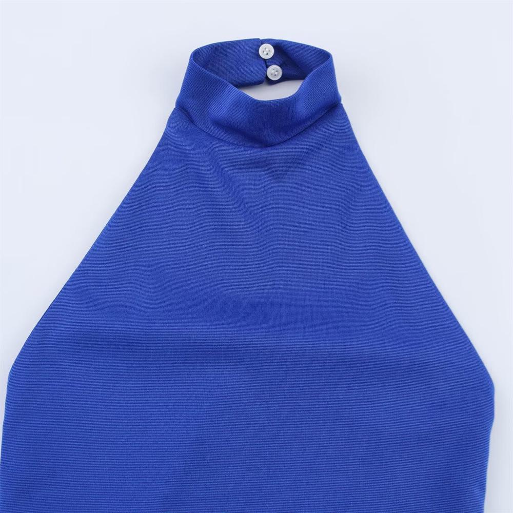 2025 Spring/Summer Women's Elegant Sexy Slim Fit Halter Neck Pleated Long Dress