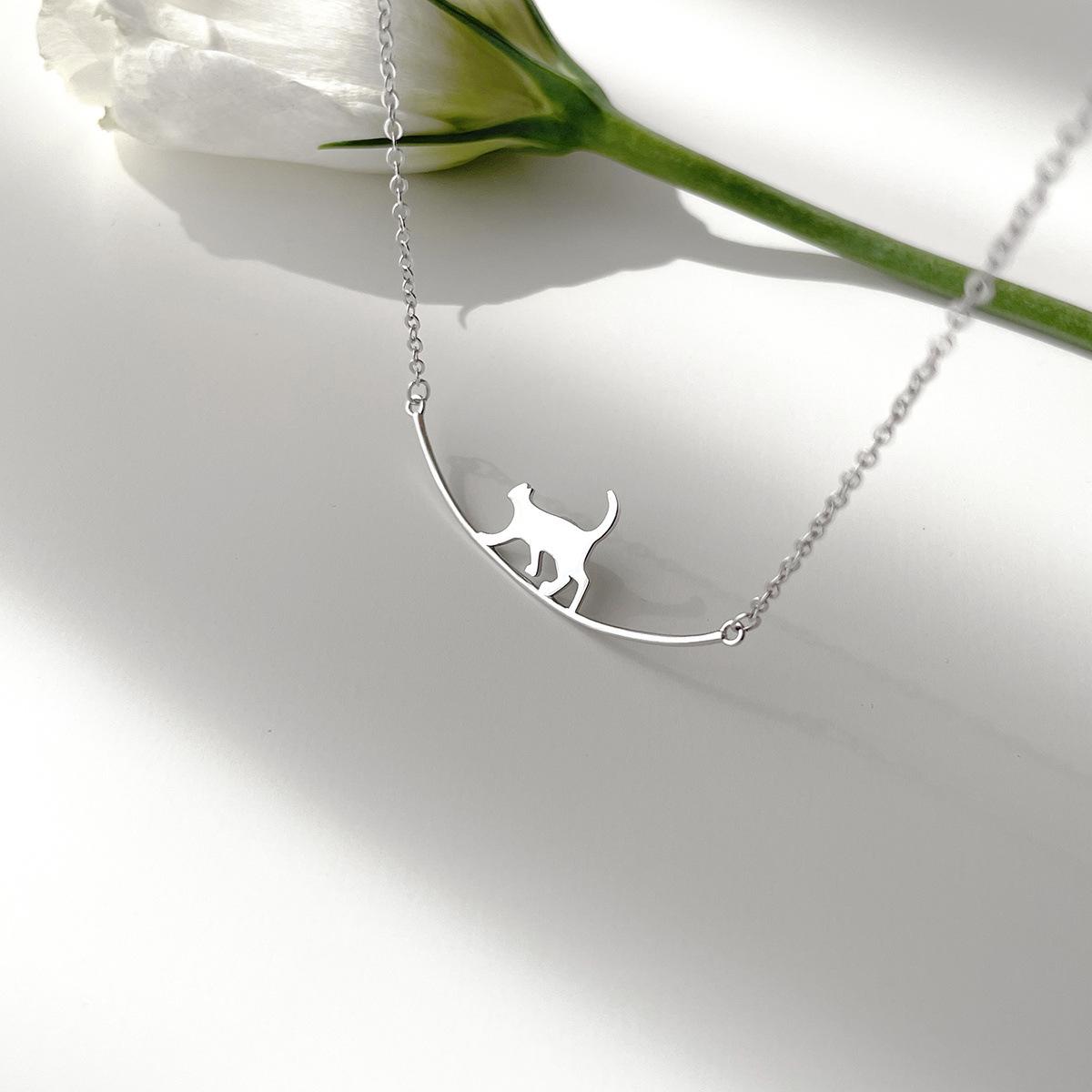 

Ожерелье с котенком из стерлингового серебра 925 пробы, женская нишевая дизайнерская идея, милая цепочка на ключицу, простая нежная модная цепочка на шею 925 silver