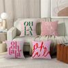 English Letter Pink Oh La La Pillow Covers Cartoon Sofa Decorative Home Doublesided Printing Short Plush Cute Cushion Cover