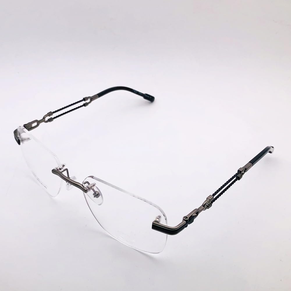 RSINC Rimless Frame | Spectacle Eyeglass Metal Cup For Men & Women for Fashion  TS250 56-16-143 C2 BR 3 (Gun Black) FR Gun Black TS250 C5 | BR 3