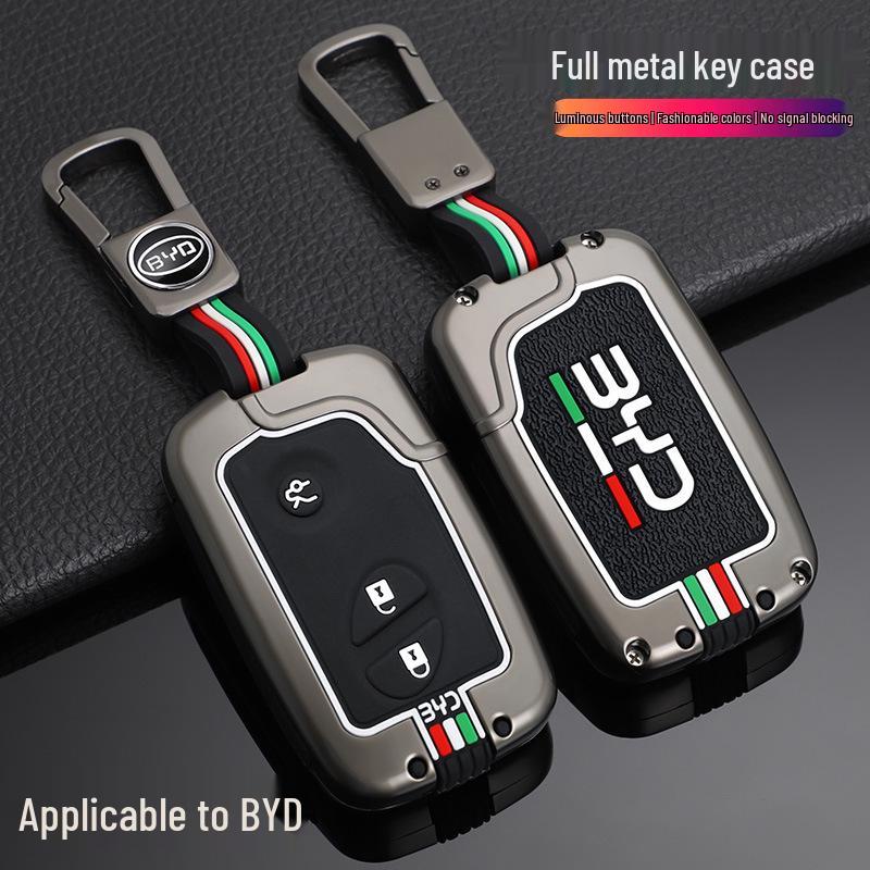 BYD Car Key Cover for F3, FO, E6, M6, G3, L3, Tang, S6, and S7 - Metal Shell Case and Buckle