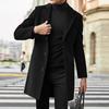 Winter Men Wool Overcoat Lapel Long Sleeve Single Breasted Mid-length Suit Coat Outwear