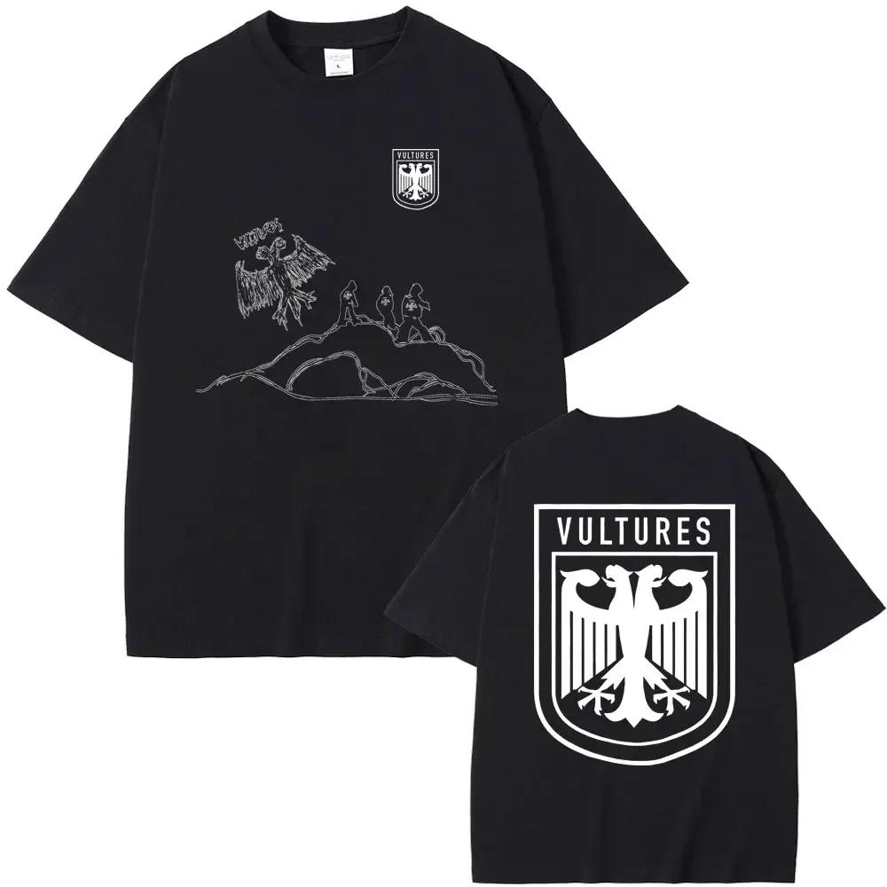 Rapper Kanye West Vultures New Music Album Graphic T Shirts Unisex Wounisex Hip Hop Fashion Oversized Tshirts Malecotton Tshirt Black