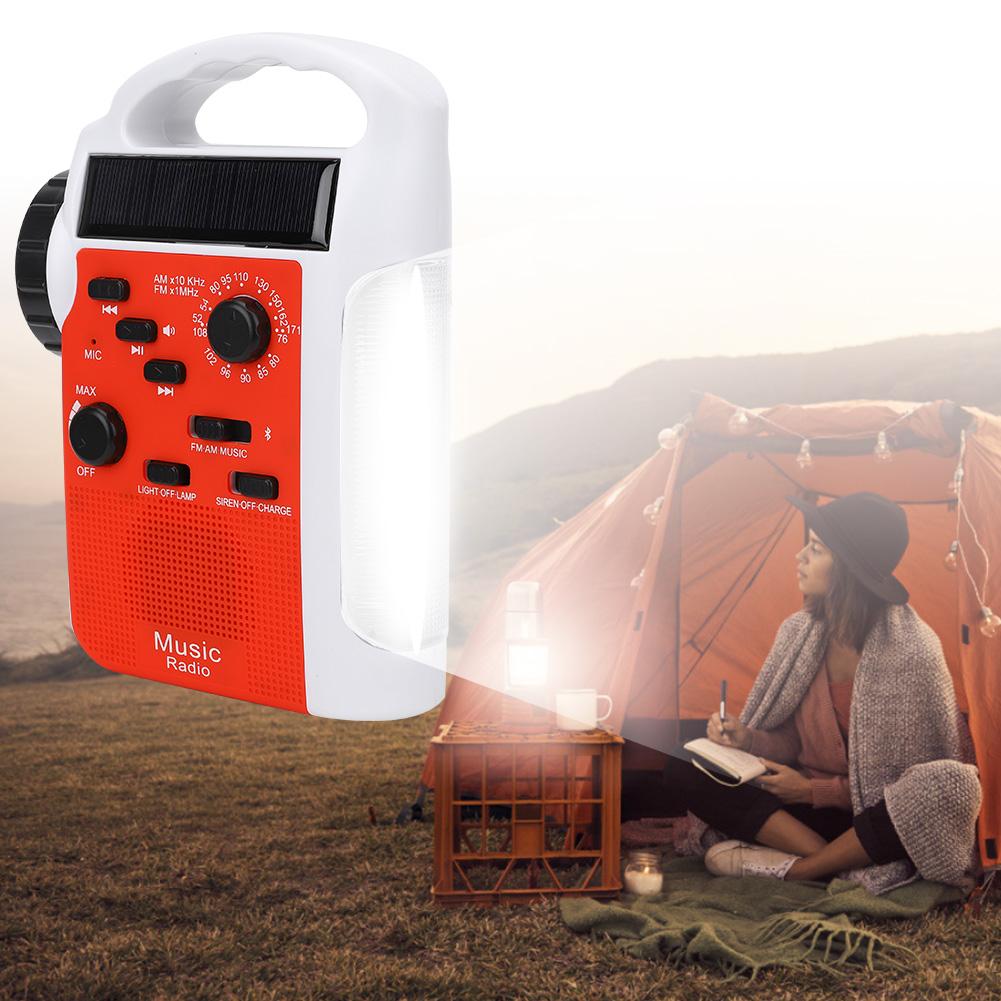 Kunststoff Solar Tragbar Handkurbel Multifunktional AM FM Radio Handy Powerbank LED