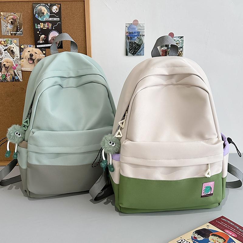 Student Schoolbag Female Large Capacity Backpack Color Block Girls Backpack