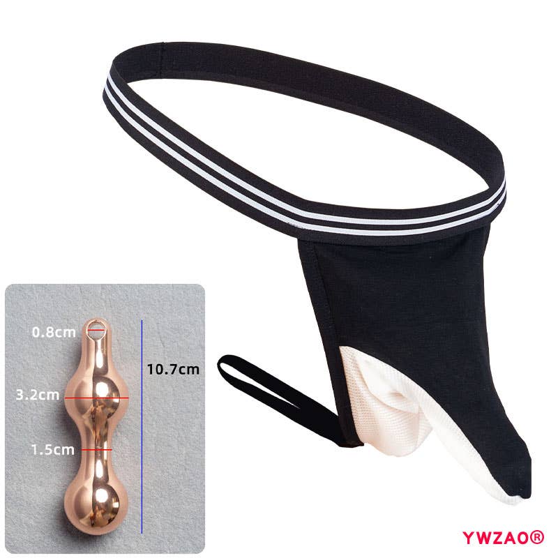 YWZAO Insertable Anal Plug Mens Underwear Thong Separate Pouch Design Black N28