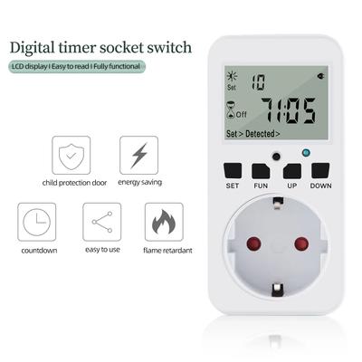 Cycle Programmable Digital Timer Outlet Switch Multifunctional Digital Timer Socket 120V-60Hz 15A with UK/US/FR/EU Plug