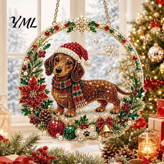 Innovative Holiday Gifts for Relatives Christmas Hanging Diamond Art Ornament, 2D Acrylic Pearl Painting Ornaments Tree Pattern Suncatcher,