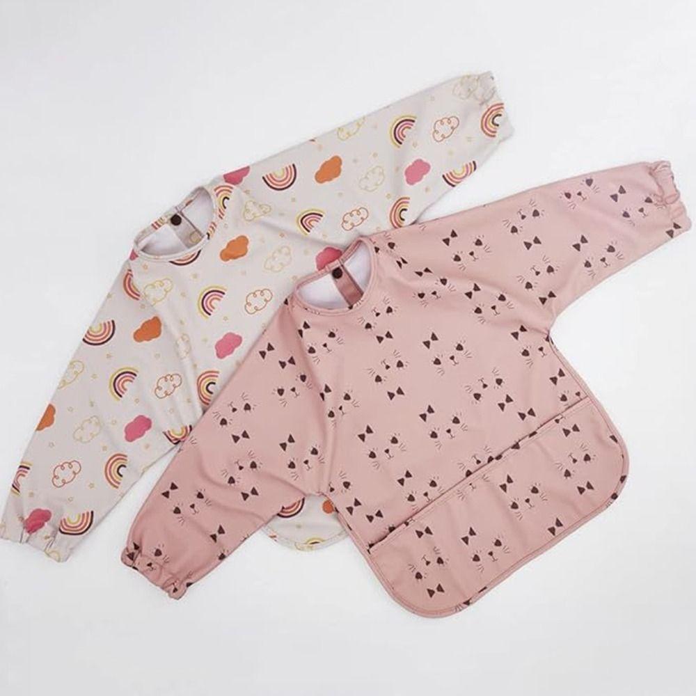 Full Sleeve Bib Outfit Machine Washable Full Coverage Apron Mess Proof Baby Bib  Boy or Girl