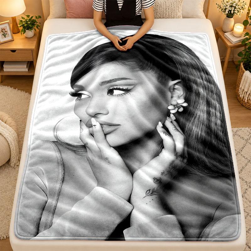 Flannel BlanketAriana Grande Warm Soft Throw Blanket for Indoor Sofa Bed Living Room Use