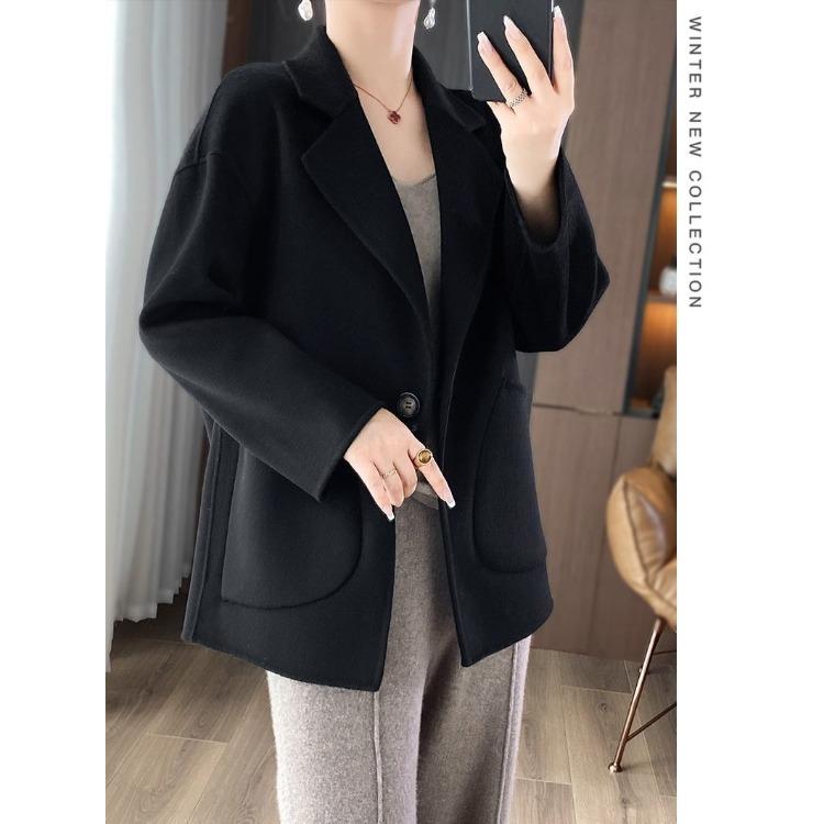 Winter Wool Coat for Women Loose Fit Tweed Jacket Oversized Warm Outerwear