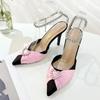 Fashion Bling Rhinestone Heart Design Brand Pumps Women Sexy Pointed Toe Ankle Strap High Heeled Sandals Elegant Satin Zapatos De Mujer