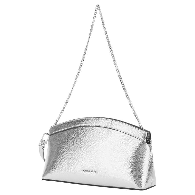 MICHAEL KORS Athena Logo Leather Shoulder Bag Small Women's Silver
