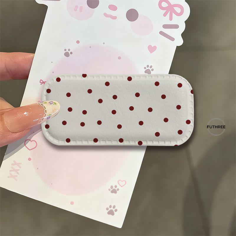 

Polka Dot Portable Foldable Leather Mini Metal Phone Stand for Students EC03