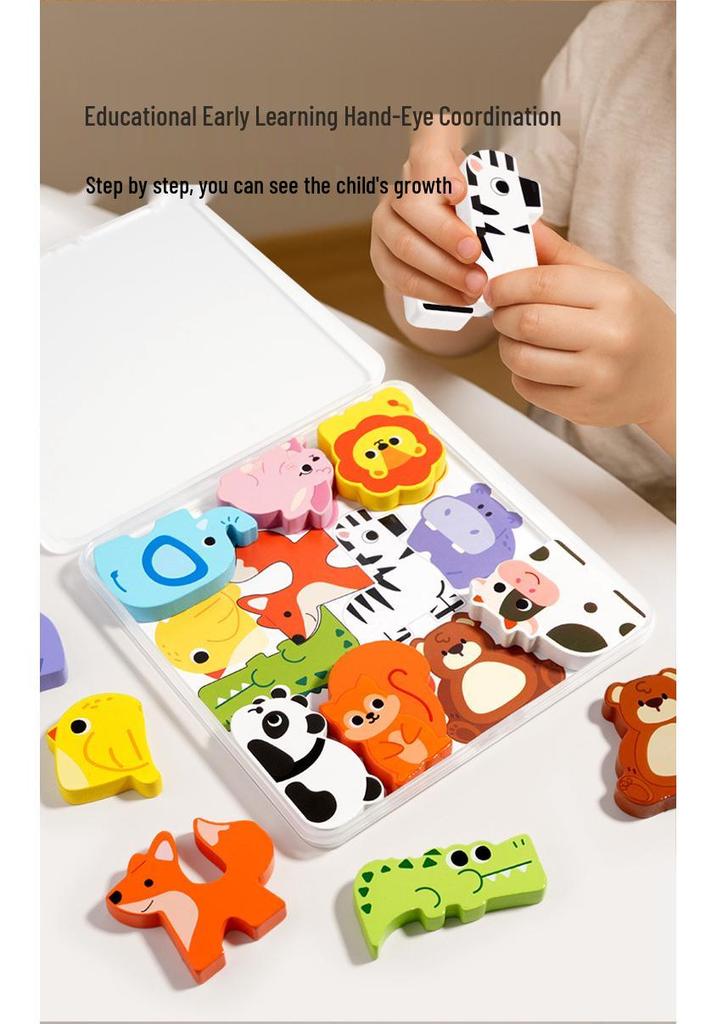 3D Building Blocks Puzzle: Animals, Dinosaurs, Transport & Food - Creative Early Education Toys for Kids