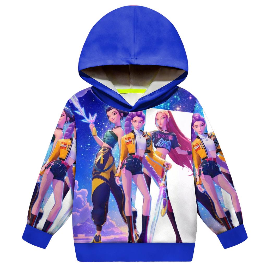 Dziecięca bluza z kapturem, luźna, z długim rękawem i sznurkiem