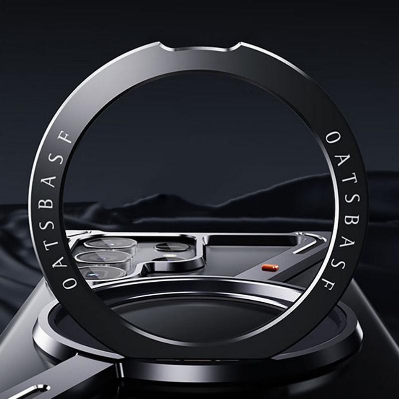 Aluminum Alloy Rimless Magnetic Case for Samsung S25 Ultra S24 Plus with 360 ° Rotation Metal Stand for Magsafe Buffer Hard Cover