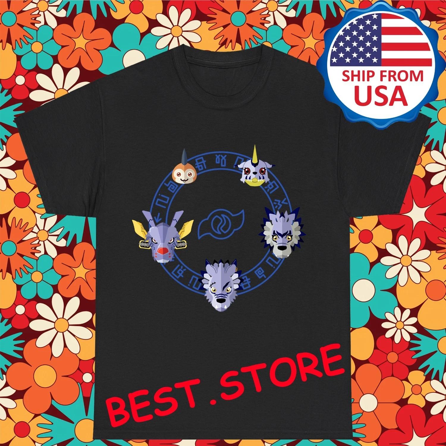 Gabumon Crest Digimon Anime Cartoon Men s Black Size S-5XL 3XL