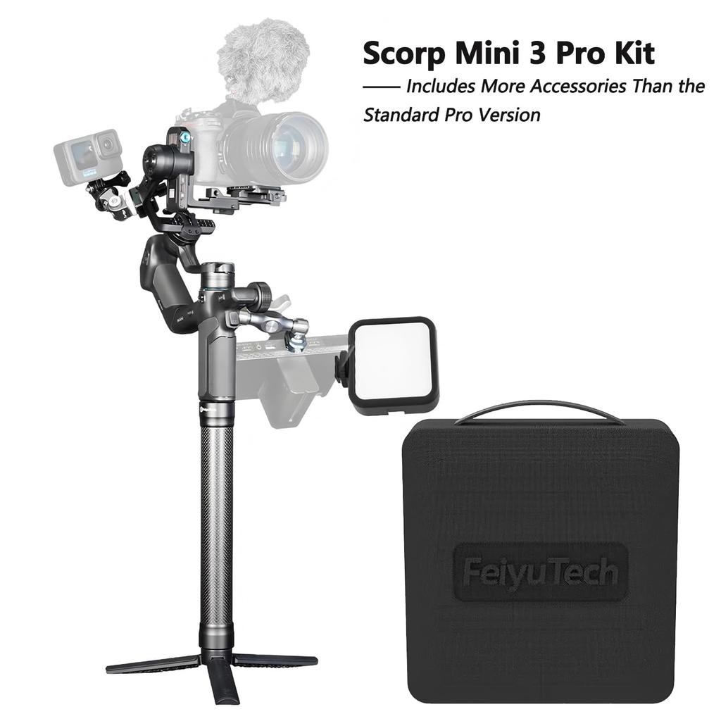 FeiyuTech SCORP Mini-3 PRO 3-Axis Gimbal Stabilizer for Cameras, 2.0kg Payload Capacity, Wide Range of Camera Compatibility, Image Stabilization, Trip