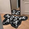 Butterfly Pattern Bedroom Decor Black Carpet Retro Style Carpets for Living Room Home Washable Floor Mat Anti-slip Cloakroom Rug