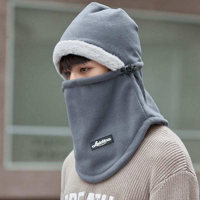 Men and women can wear fleece warm scarf integrated hat autumn and winter women's cold riding one-piece hat fleece