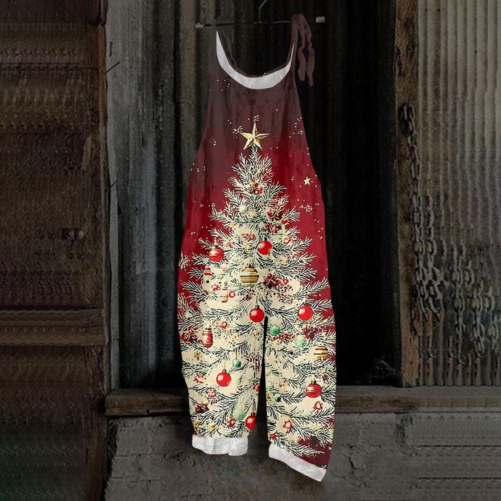 

Женский комбинезон с принтом Хэллоуина, повседневный свободный винтажный комбинезон из хлопка и льна XXXL