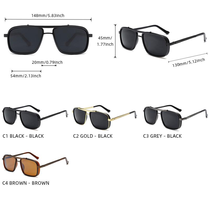 Retro Metal Punk Men Sunglasses Classic Square Male Sun Glasses Vintage Summer Shades Driving Glasses
