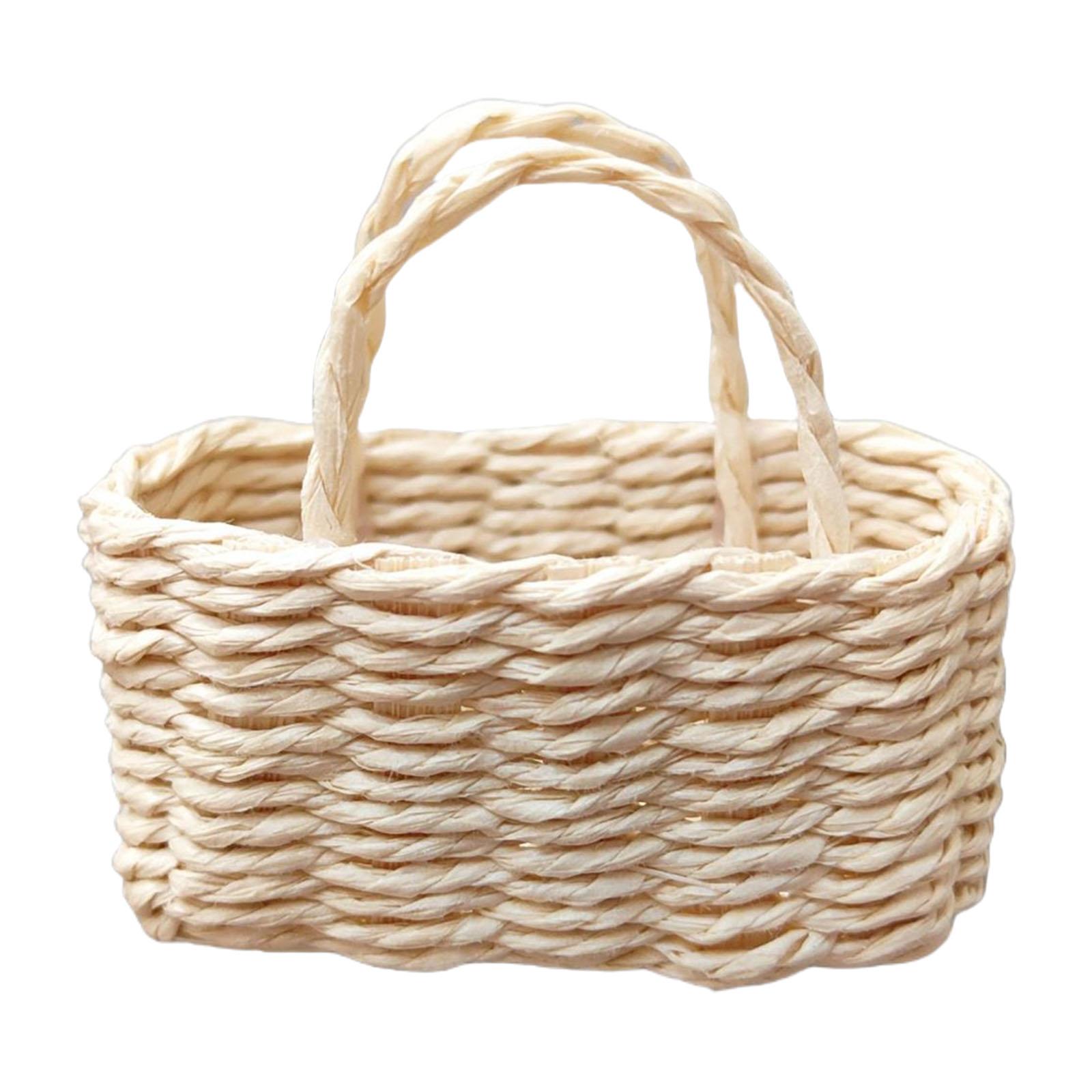 

Миниатюрная плетеная корзина для кукольного домика в масштабе 1/12 для кукольного домика, плетеная вручную, плетеная лукошко 2