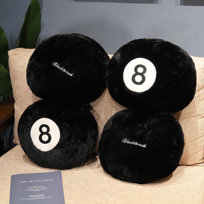 Creative Black 8 Billiards Pillow Plush Toy Sofa Cushion Nap Pillow Living Room Decoration Puppet