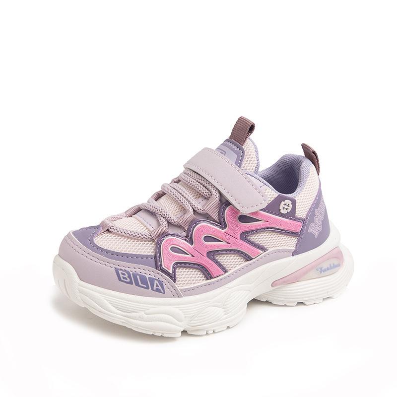 2025 spring dad shoes children's sports shoes Velcro open and close mesh breathable running shoes lightweight, non-slip and wear-resistant