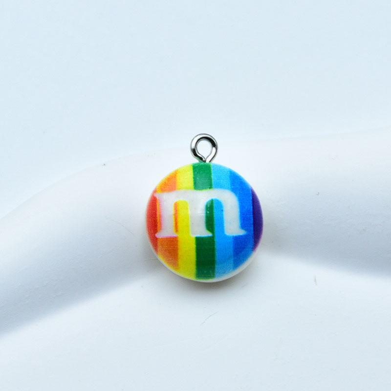 Colorful Food Toy Keychain: Cartoon Resin Chocolate Bean Pendant for DIY Jewelry Accessories